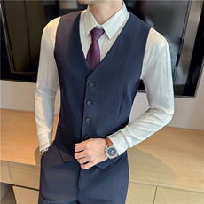 色织暗条纹西装马甲男坎肩时尚内搭背心黑色DMJ8062-P55，男装背心/马甲，电商A213