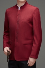 高端风中山装西服三件套男中年风新中式休闲西服唐装套装，男装西服，钱塘723
