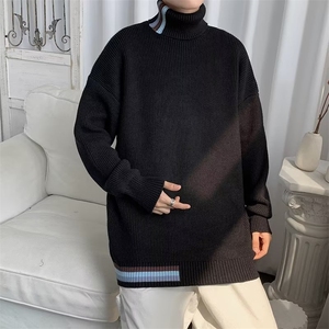 美式街头设计感圆领毛衣男慵懒风休闲针织衫AM18P38图片