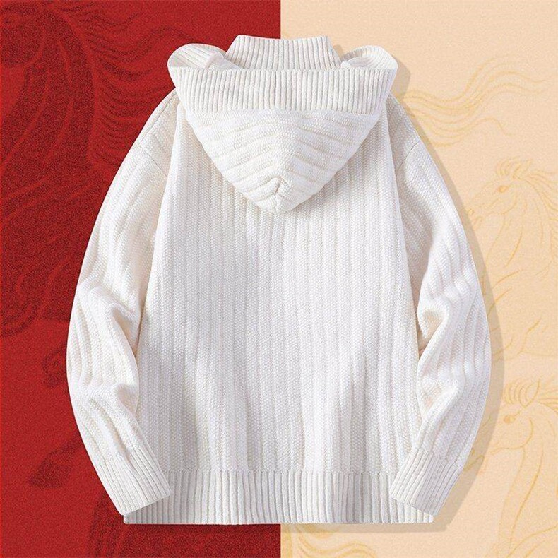 250930-TP65新年战袍情侣装秋冬季搭毛衣红色本命马年衣服拜年服,男装针织衫/毛衣,电商D310B