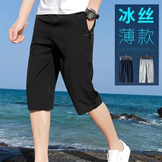 七分裤男士夏季薄款透气宽松休闲冰丝外穿运动裤夏季男士短裤潮，男装牛仔裤，电商B212（原钱塘6029）