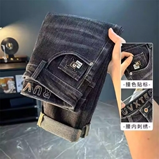 1506-1/KT11301/P49男牛仔裤时尚绣流百搭港风修身直筒弹力长裤男，男装牛仔裤，星座1506-1