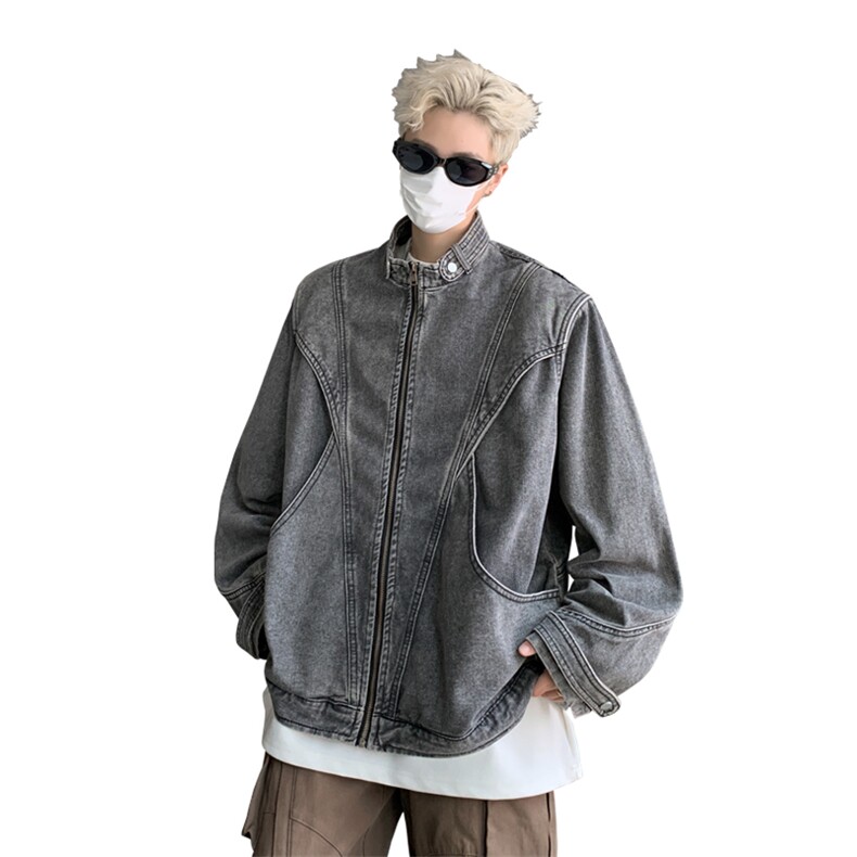 美式复古立领牛仔夹克cleanfit解构设计哈灵顿外套JK2553-P108,男装工装外套,电商B295