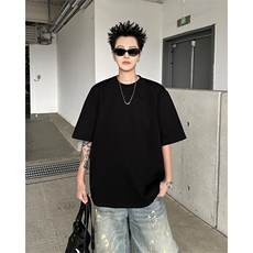 8XL-M美式高街高克重短袖T恤男宽松短款BOXY正肩上衣半袖DX334，男装T恤，电商D206-1