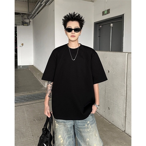 8XL-M 美式高街高克重短袖T恤男宽松短款BOXY正肩上衣半袖DX334图片