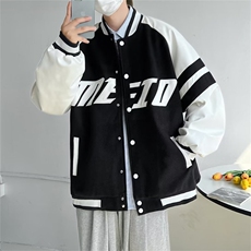 秋季港风潮牌情侣拼接夹克高街字母印花棒球服外套男W5507-P65，男装夹克，星座512-2