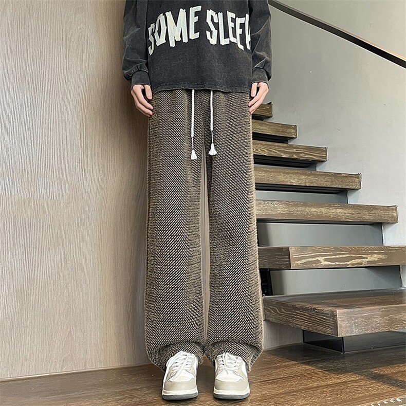 YK86134-P55人字纹灯芯绒裤子男秋冬加厚编织卫裤垂感直筒休，男装休闲裤，电商A086-1
