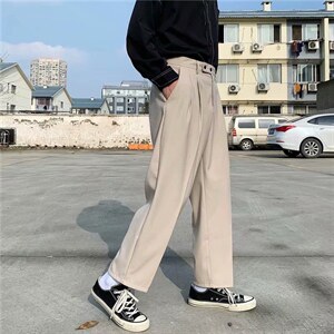 夏季坠感直筒西裤男薄宽松百搭韩版潮流休闲阔腿西装裤XK030-P35图片