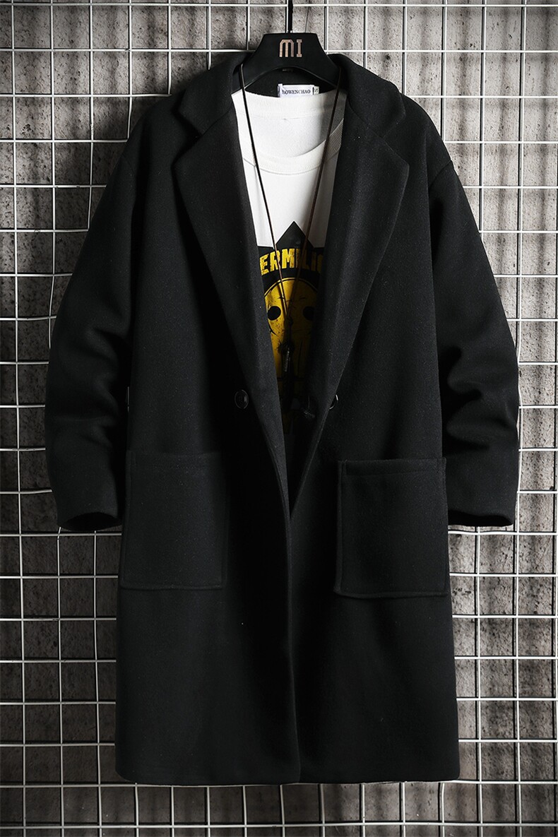 A117-P110加绒-P120加厚加绒毛呢大衣男士大码中长款呢子风衣,男装毛呢大衣,电商A040A