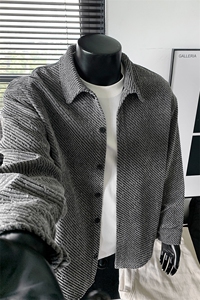 400g重磅雪尼尔美式条纹宽松肌理感夹克外套男J5265-特P40控78图片