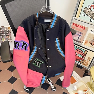 慵懒潮流新款原宿美式高街飞行夹克外套男女情侣棒球服W6686-P67图片