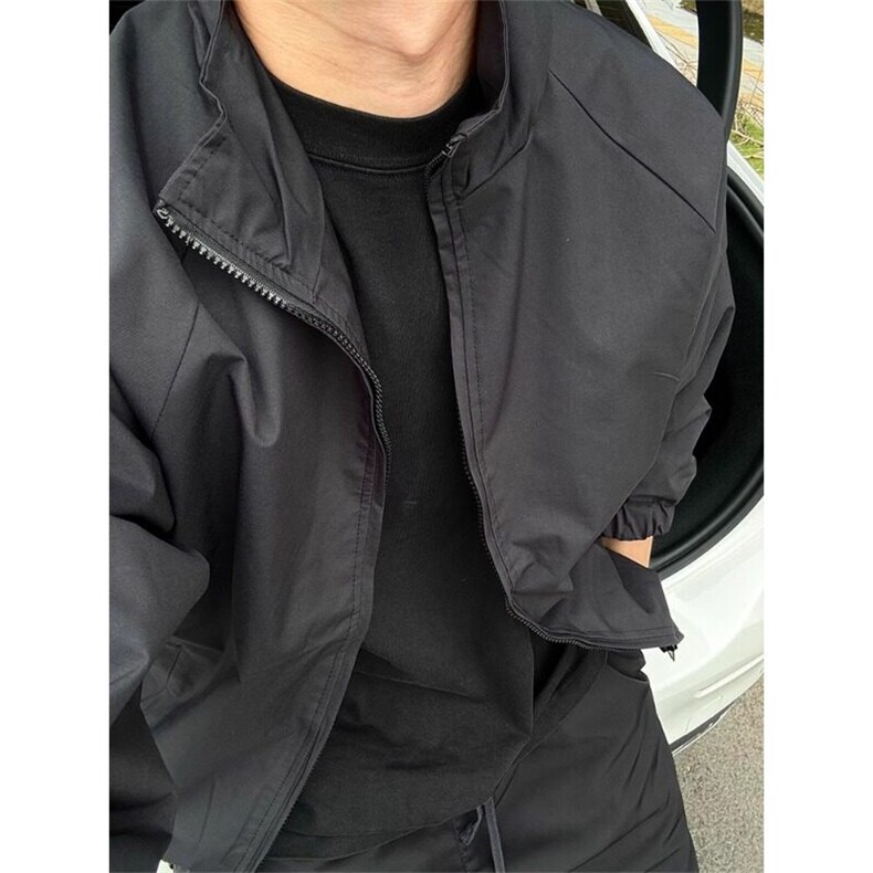 【有货】纯黑色立领短款外套棒球服教练行政夹克JK6712特P55,男装夹克,星座908-1