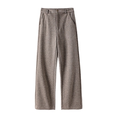 秋冬新款高腰显瘦直筒裤女宽松休闲百搭长裤时尚气质毛呢裤，女装休闲裤，佰旭羊绒