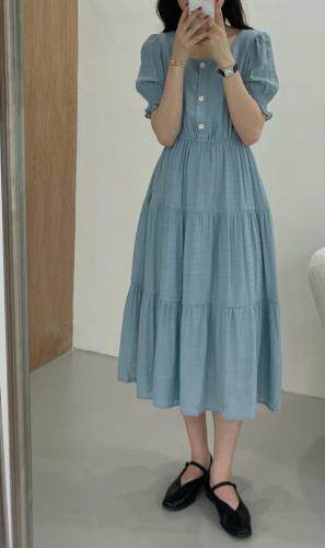 夏季小清新纯色连衣裙，女装连衣裙，晗梦轩