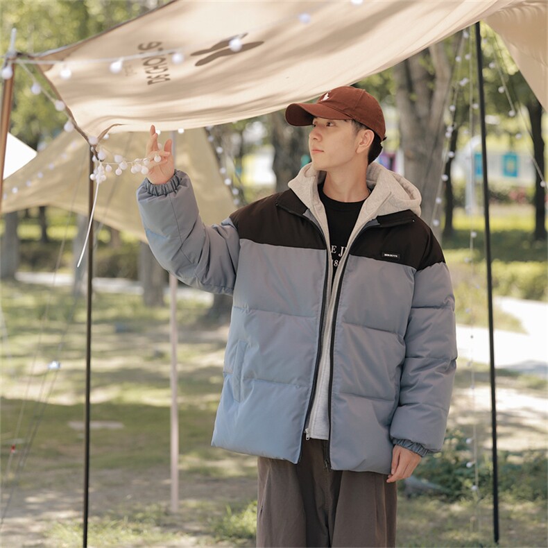 假两件棉衣男士加厚棉袄面包百搭冬季情侣日系帅气大码棉服外套,男装棉衣,星座310B-1