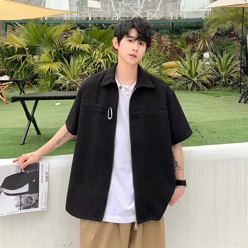 男时尚五分袖潮流ins青春流行百搭日系潮新款标准夏季原宿,男装衬衫,星座716-4