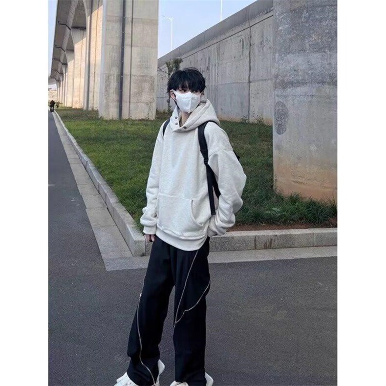 抖音得物品质26春装美式高街曼巴棉古铜两粒扣连帽套头卫衣外套,女装短外套,电商A443