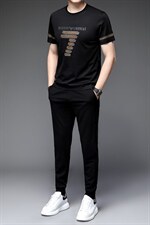 夏季冰丝短袖运动套装男士薄款大码休闲套装潮流T恤上衣裤子，男装休闲套装，电商B212（原钱塘6029）