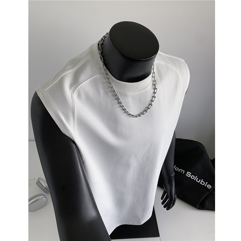 慵懒风宽松无袖T恤运动健身背心男坎肩内搭上衣H1081特P23，男装背心/马甲，电商A341