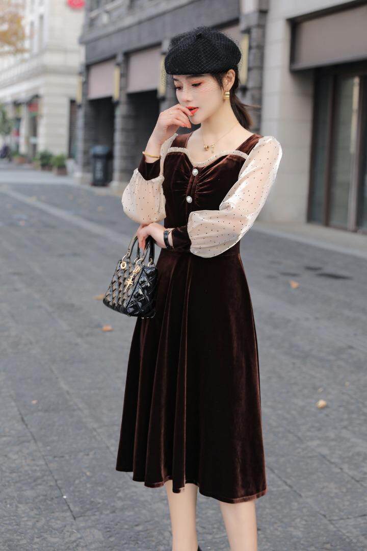 丝绒裙，现货，其它，主流风格