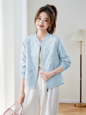 2026年春季棒球领轻薄刺绣格纹棒球服短外套棒球服上衣，女装短外套，简韵佳