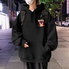 CM019P60加绒65宽松连帽卫衣秋冬新款帽衫港风潮小熊外套，女装短外套，星座304A-1