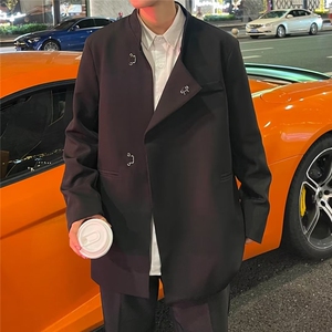 秋季韩复古金属扣装饰西装男不规则设计感小众西服XW127-P65图片