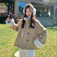 新款！羊羔毛拼接派克服羽绒服2C133-8993-P255-K378，女装羽绒服，2C133