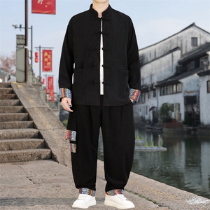 男士外套灯芯绒夹克套装盘扣立领风 XZ1512-2502套装-P130图片