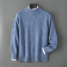 2025年秋季宽松型半高领加厚青春流行时尚百搭通勤简约休闲，男装羊毛衫，贝恒羊绒