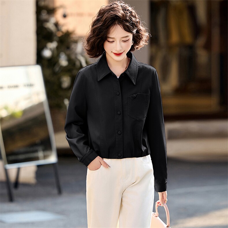 女装官网夏皮衣外套女短款2025春秋新款小个子高腰时尚休闲机,女装皮衣,魅丽静蓝