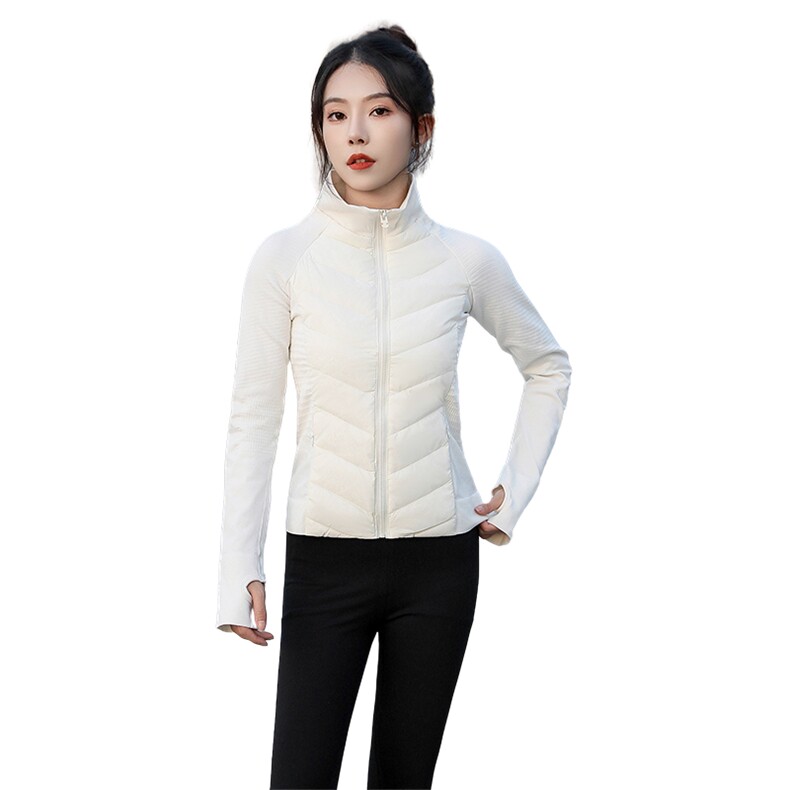 现货2024新款女冬季运动外套轻薄羽绒服长袖运动厚瑜伽服运动上衣,女装羽绒服,曼娅璐