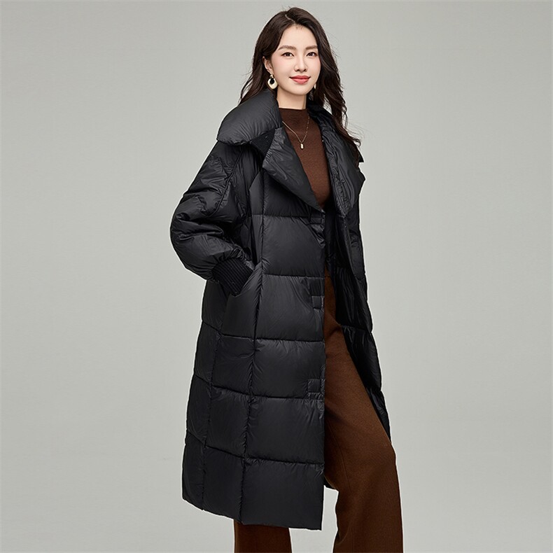 2024冬季新款蓬松泡芙羽绒服长款时尚宽松过膝防风保暖外套,女装羽绒服,阿舍尔精品