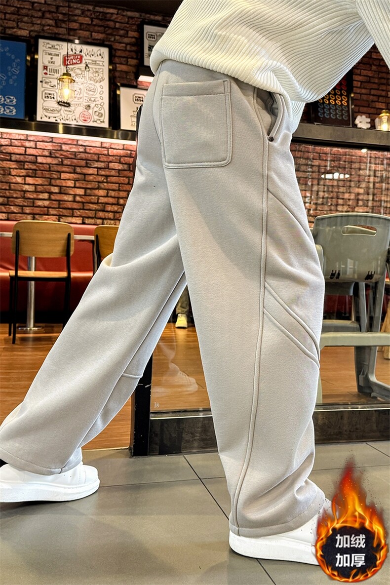 RK8957冬季新款加绒加厚保暖男士弯刀卫裤宽松长裤大码休闲卫裤,男装休闲裤,电商A368