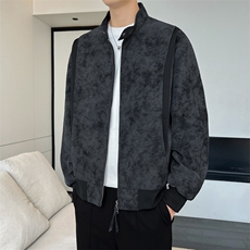 美式痞帅扎染皮衣外套男款秋季cleanfit飞行员夹克短款立领棒球服，男装夹克，电商A157B