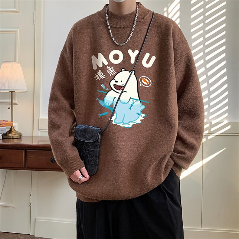 8XL半高领毛衣男大码胖子针织衫毛线衣 M18414-P45 加绒款-P65图片