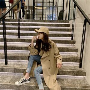 现货 秋季新款 2色！双排扣系带风衣外套207-8653-P125控178,女装风衣,卡莱