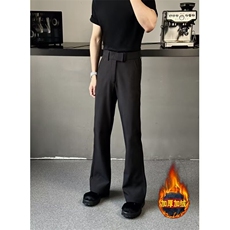 黑色高腰显瘦微喇裤男款高级感休闲裤子cleanfit垂感弯刀加绒长裤，男装卫衣，星座601-1