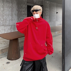 F156-P55高街vibe潮牌百搭休闲上衣2024春季设计感连帽卫衣男，男装卫衣，星座512-6
