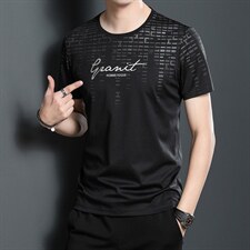 短袖t恤男夏季新款圆领男士薄款时尚潮牌衣服男生舒适冰丝休闲，男装T恤，电商B212（原钱塘6029）