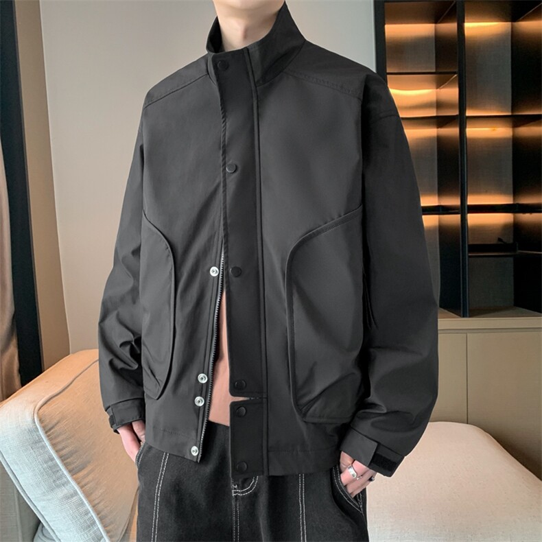 新款纯色冲锋衣宽松大码夹克男A157B-J228-P65,男装夹克,电商A157B