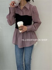 2022春夏新款拼接罗纹小衫，其它，HL+
