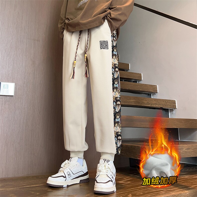 加绒加厚M-8XL胖子休闲印花保暖卫裤K99加绒-P42,男装休闲裤,星座209