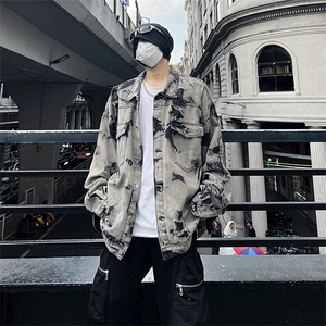 现货5千件 男女美式牛仔外套春扎染破坏牛仔衣高街夹克NT521P75图片
