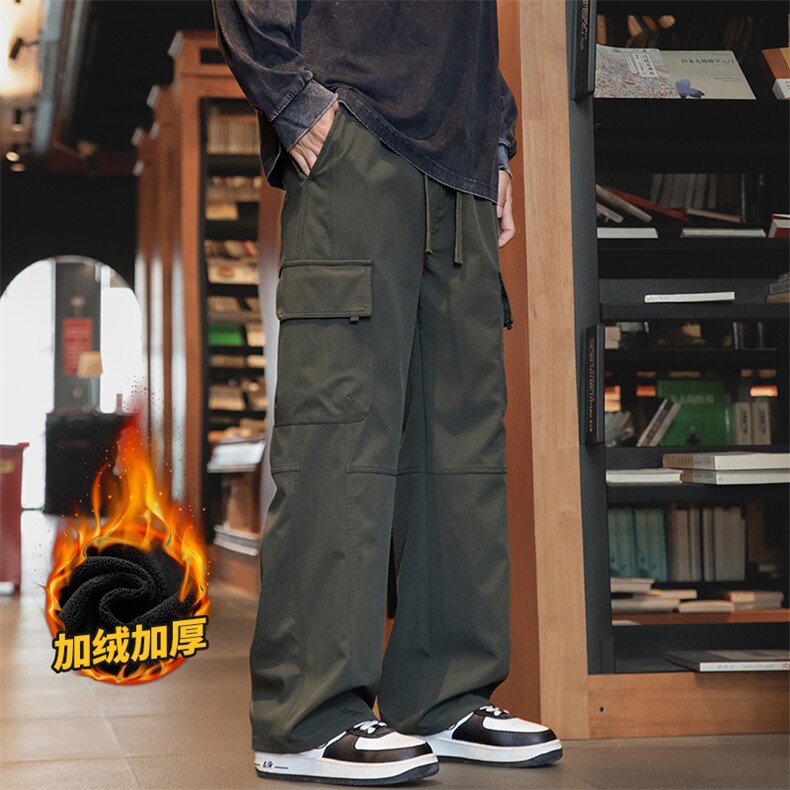 美式高街工装裤男直筒宽松加绒户外伞兵休闲裤Z9810-P50/加绒P55,男装工装外套,星座509