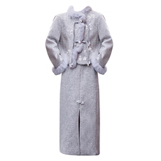 芷墨复古新中式羽绒内胆狐狸毛套装富家千金高级感显瘦显高冬装女，女装套装/套裙，芷墨服饰