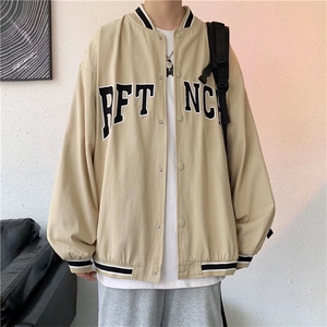 棒球服外套男潮流痞帅春秋字母印花港风宽松复古休闲情侣夹克上衣图片