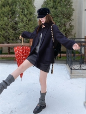 2025冬季新款飘带围脖双面羊毛呢大衣外套，女装双面呢大衣，乐吉娜