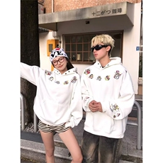 现货可爱卡通趣味蜡笔小新连帽卫衣男女装加绒韩系慵懒风保暖外套，男装棉衣，星座302B