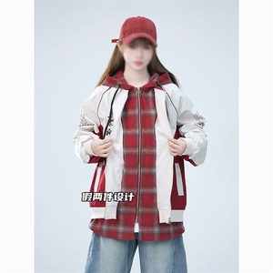 夏夏同款格子夹克男2025春新款情侣穿搭cleanfit高级感棒球服外套图片